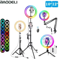 Anneau lumineux Led pour Selfie, 12 pouces, 30cm, trépied RGB