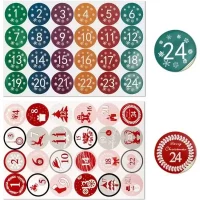 Autocollants pour calendrier de l'avent, numéro, 24 pièces/feuille