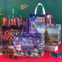 Grands sacs cadeaux de Noël avec poignées, 16 pièces, réutilisables
