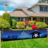 Bannière de Noël longue bleue, joyeux Noël, 300cm