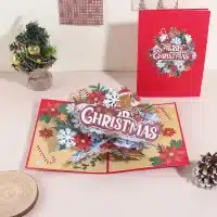 Carte de vœux pop-up 3D à motif de Noël (enveloppe incluse), 1 pièce