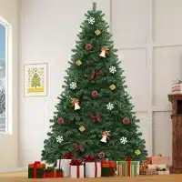 Arbre de Noël artificiel Branches denses Cadre pliable Support en métal 275xΦ155cm