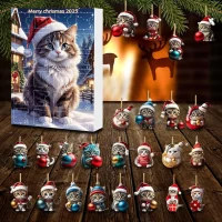 Ensemble de calendrier de l'avent de Noël en forme de chat, 24 pièces