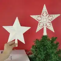 Décoration d'arbre de Noël, 1 pièce, étoiles blanches, avec motifs creux