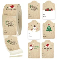 Rouleau d'autocollants de Noël, 300 pièces/rouleau, 5x7.5cm