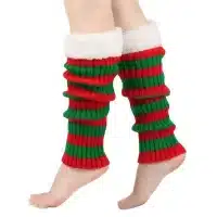 Jambières en tricot rayé de Noël