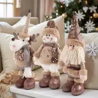 Nouveau 1pc bonhomme de neige de noël poupée télescopique tricoté renne bonhomme de neige poupée fenêtre affichage scène décoration décoration de noël onglet