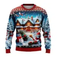 Hommes femmes sweat-shirt de noël 3D bonhomme de neige de noël Santa imprimé laid pull de noël unisexe pull fête de vacances pull hauts