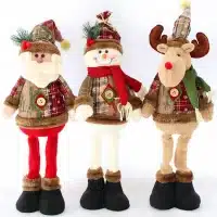 3 pièces poupées de noël décoratives renne bonhomme de neige père noël poupée debout nouvel an ornement noël joyeux noël